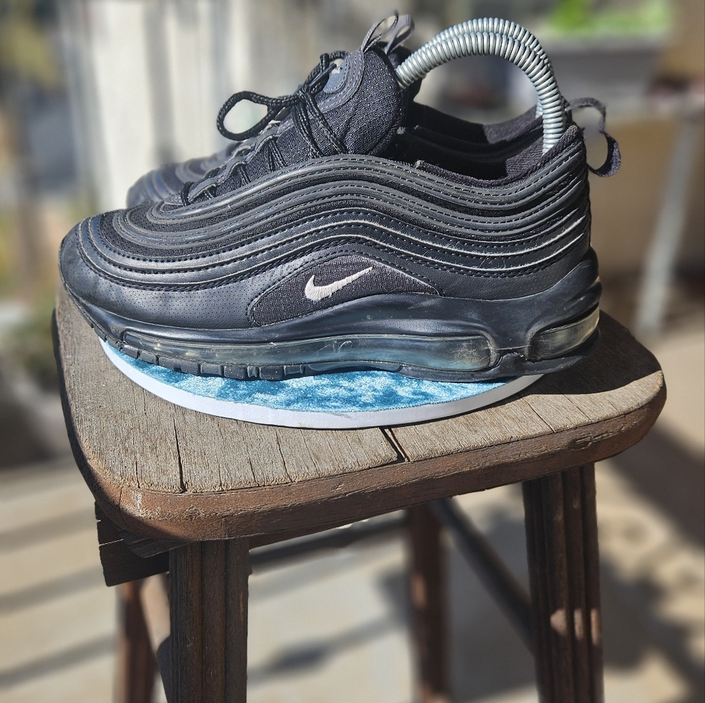 Nike Black and Blue Sneakers with Chunky Design and Textured Upper
